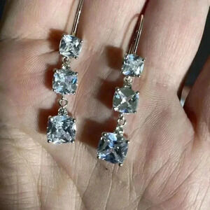 Glamorous CZ Three Tier Drop Earrings J17
